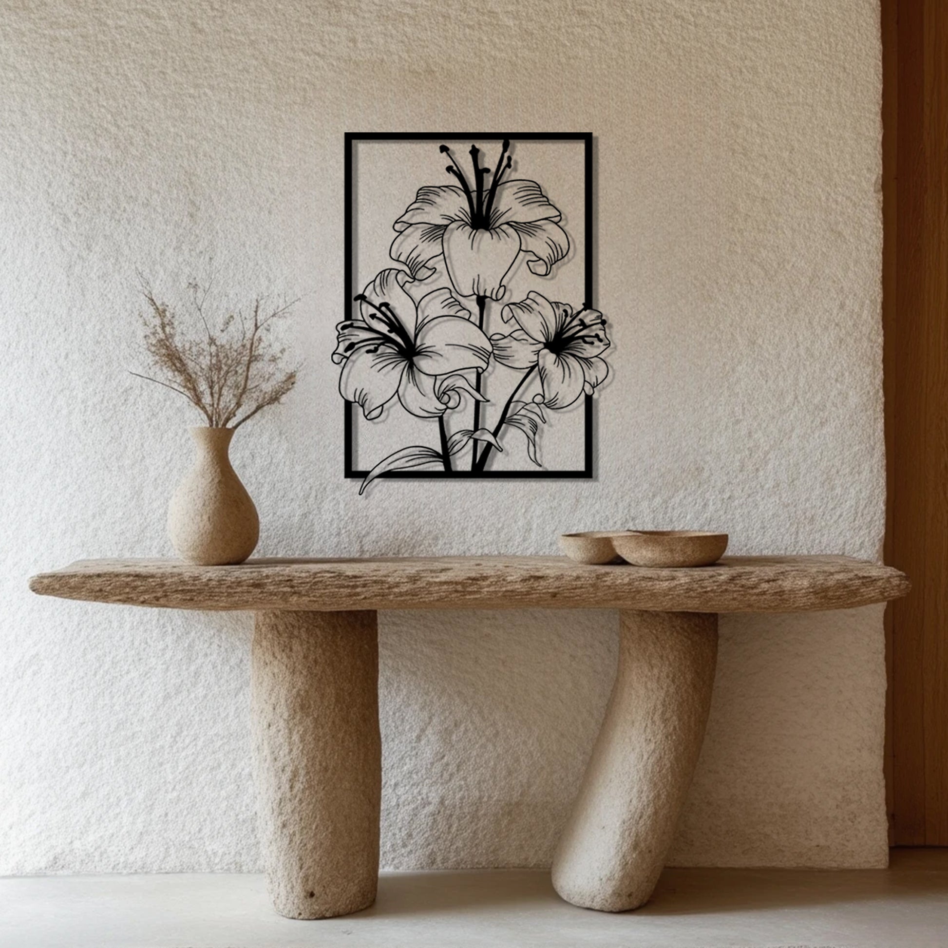 Lily Metal Wall Art Minimalist Botanical Wall Art, Metal Artwork for Living Room